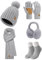 Niwicee Mütze Schal Damen Fleece Gefütterte Wintermütze Winter Wärmer Touchscreen Handschuhe Strickmütze Set Ohrenwärmer Socken 5 Stücke Set Gestrickte Warm Beanie Winter Geschenk (Hellgrau)