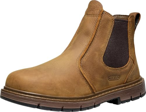 KEEN Utility Men's San Jose Chelsea Soft Toe 90 Degree Heel Pull On Work Boots, Belgian/Gum, 10.5 Wide