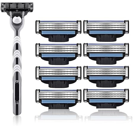 8 Rasierklingen für Gillette Mach 3 Klingen,Herren Nassrasierer Kompatibel Blade,Men Ersatz Rasierklinge Handrasur,Rasierer Männer Body Bart Trimmer,Rasierhobel Pro Ersatzklingen Set Einwegrasierer