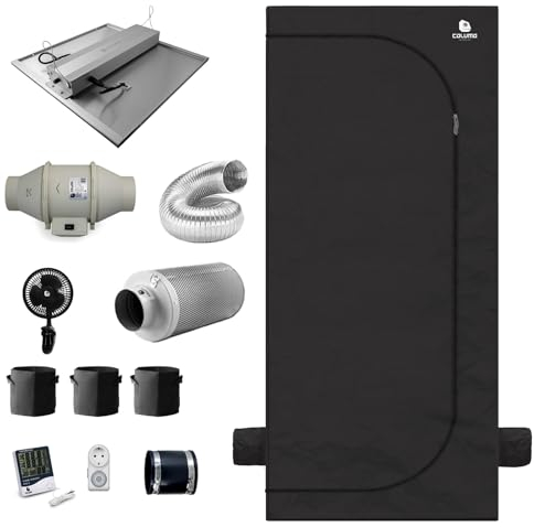 Green Spirit Growzelt Komplettset 100x100x200 cm - 240W LED Grow Lampe dimmbar, Classic L, für 3 Pflanzen, Belüftungssystem, Hygrometer, Stofftöpfe - Grow Komplett Set Zelt Schrank Box Wachstum