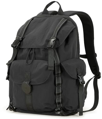 mixi Reiserucksack, Handgepäck, Laptop-Rucksack, Fluggenehmigt, leicht, Wanderrucksack, Outdoor, Business, Freizeit, Tagesrucksack, Schwarz, 18 inch, Reiserucksäcke