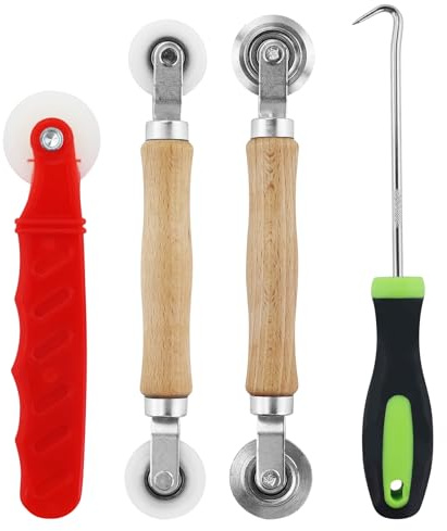 4 Stücke,Werkzeug Einzieher Einroller für Keder Fliegengitter Kederwerkzeug Spline Roller, Werkzeug Einzieher Einroller für Keder Gummischnur, Doppelrad Kedereinroller Dichtungseinroller für Fenster