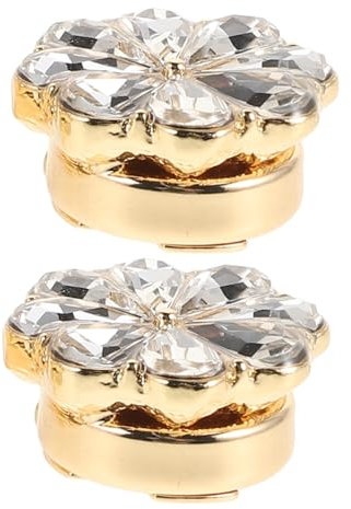 Elegante Damen ManschettenknöPfe Mit Blumenmotiv Und Strasssteinen Goldfarbene Legierung Modische Knopfabdeckungen FüR Hemden Und Festliche Kleidung 2 StüCk