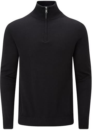 Charles Wilson Baumwollpullover mit Reißverschluss für Herren (XXL, Black (0524))