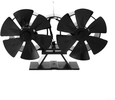Zilimontt Ventilador de estufa de 12 aspas, ventilador de chimenea, quemador de leña, quemador de leña/chimenea, estufa de pellets