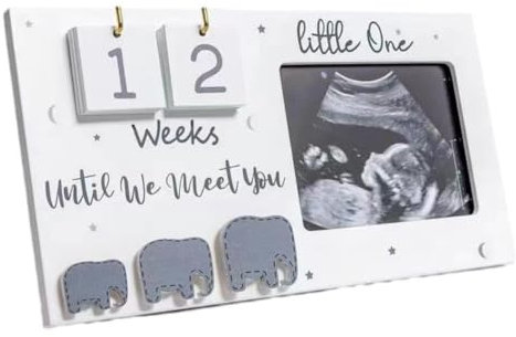 Sonogramm Bilderrahmen, Baby Ultraschallbilder Fotorahmen, Kalender Fotorahmen, Geburtsinformationen Chwangerschaftskalender mit Countdown Wochen Werdende Glückwunsch Schwangerschafts für Schwangere