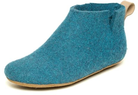 Magicfelt Hüttenschuh 743 aus Mulesing-freier Merino-Schurwolle – Handgefertigte Hausschuhe aus Wollfilz für Damen & Herren Größe EU 36-46 - anatomisch geformt mit Ledersohle