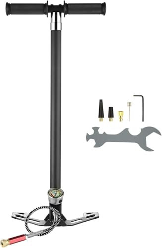 XXGJOALD PCP-Handpumpe – 4-stufig, 30 MPa, 4500 PSI Hochdruck; mit Öl-Feuchtigkeitsfilter und Druckmesser; Edelstahl für Druckluft, Tauchflaschen, Paintball-Füllung, Reifen und mehr