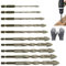 Set di punte per trapano eccentrico a 4 tagli, 10 pezzi, per calcestruzzo, legno, metallo, resistente all'usura, con funzione filettatrice, multi-materiale per pietra vetro (3 + 4 + 5 + 6 + 7 + 8 + 10