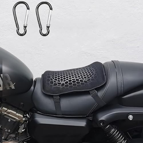 28 * 21cm Motorrad Sitzkissen Gel Sitzpolster Touring Sport Cruiser Motorrad Gel TPE Sitzpolster mit atmungsaktivem kühlendem Mesh-Stoffkissen