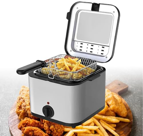 2.5 L Electric Deep Fryer, Small Deep Fryer with Basket for Home Use with Lid, Removable Internal Mesh Basket, Temperature Control, With Safety Handle And Viewing Window,for Fried Chicken