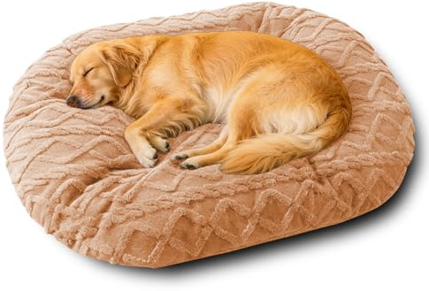Rr tianshi Ovales Hundekissen, extra groß, waschbar, bequem, beruhigendes Hundebett mit abnehmbarem Plüschbezug, warme Matratze, Kissen für Innen, Katzen, Hunde, Anti-Angst (Braun, XL)