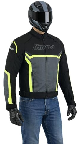 BOSmoto Motorrad Textiljacke Herren Biker Touring Jacke mit Abnehmbarem Futter & CE Protektoren,Motorradjacke Herren Racing – Sportliche Textiljacke