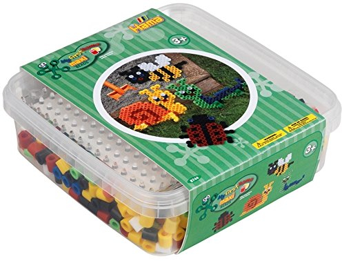 Hama Perlen 8744 Bügelperlen Dose mit ca. 600 bunten Maxi Bastelperlen mit Durchmesser 10 mm, Stiftplatte, inkl. Bügelpapier, kreativer Bastelspaß für Groß und Klein