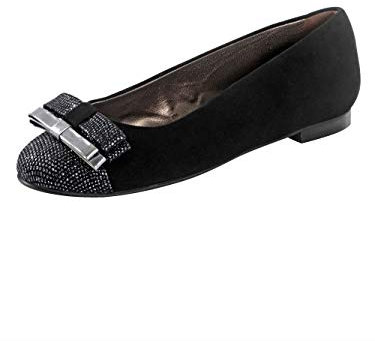 Alba Moda Ballerina teilweise mit Pünktchen-Druck in Metallic-Optik Schwarz