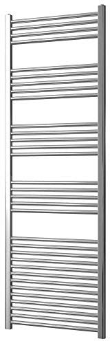 Greened House Chrome Straight Central Heating Towel Rail 600mm wide x 1800mm high Flat Towel Radiator