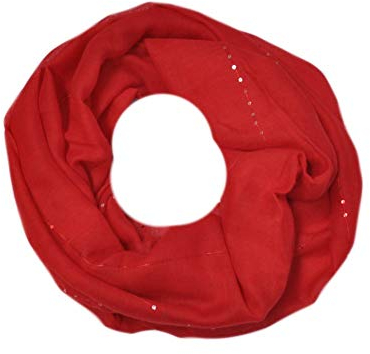 Euly Uni Loop Schal Loopschal Rundschal Schlauchschal Tuch Halstuch Glitzer (Rot)