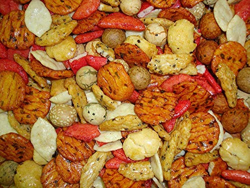 Reiscracker, Sanka Mix 1 kg | Reis Cracker Snack Mix | Verschiedene bittersüße und salzige Geschmackssnacks | Gebratener Reis, Erdnüsse, Weizen, Mais und Sesam Mit einem Hauch von Salz und Soja |