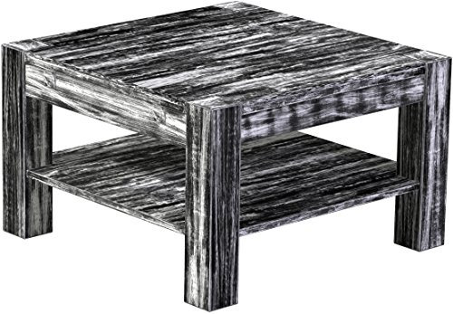 B.R.A.S.I.L.-Möbel Brasilmöbel Couchtisch Rio Kanto 73x73 cm Shabby Antik Ebenholz mit Ablage Wohnzimmertisch Holz Tisch Pinie Massivholz Stubentisch Beistelltisch Echtholz Größe und Farbe wählbar