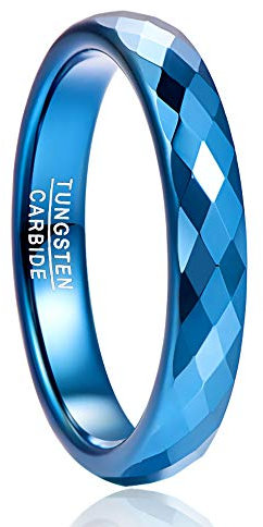 NUNCAD Blauer Ring für Herren/Damen Schmal Ringe Schlichter Verlobungsringe Wolfram Ehering Freundschaftsring Größe 68.5 (21.8)