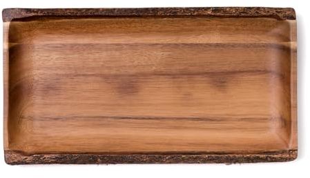THE CHEF COLLECTION, Plato de Madera de Acacia Natural, 32x17x2,5 cm, Centro de Mesa Decorativo Salon, Platos de Madera, Bandejas Decorativas, Bandeja Madera Rectangular, Platos Decorativos
