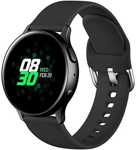Dirrelo Sport Strap Compatible With Samsung Galaxy Watch Active/Active 2 40mm/44mm, 20mm Waterproof Silicone Replacement for Samsung Galaxy Watch 6/5/4 40mm 44mm Strap for Women Men,LargeBlack