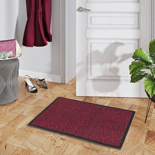 Pergamon Fußmatte Sauberlauf Schmutzfangmatte Waschbar Superclean Rot in 5 Größen