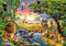 Wesmilewallpaper Papier Peint 3D Intissé Murales Dessin Animé Prairie Monde Animal Lion Zèbre Grand Arbre Papier Peint Panoramique Tapisserie Peinture Poster Photo 350x245cm
