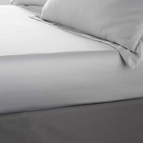 Catherine Lansfield Seidig weicher Satin Spannbettlaken, Polyester, Silbergrau, Super King Fitted Sheet
