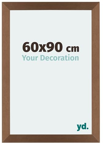 yd. Your Decoration - Bilderrahmen 60x90 cm - Kupfer Dekor - Billderrahmen aus MDF mit Acrylglas - Antireflex - 60x90 Rahmen - Mura