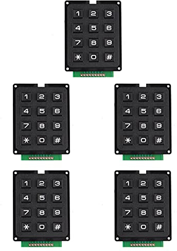 Jopto 5PCS 4x3 Matrix Array 4 x 3 12 Switch Keypad Keyboard Module 12 Key MCU Membrane Switch Keypad Compatible with Arduino