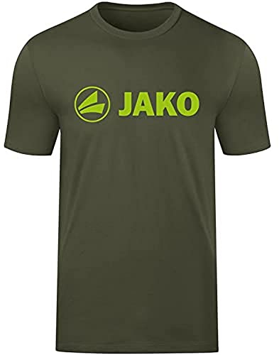 JAKO Kinder T-Shirt Promo, Khaki/Neongrün, 164