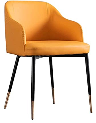 NZDY Esszimmerstühle Küche Esszimmerstühle, Massivholz Aus Leder Mit Rückenlehne Sessel Freizeit Verhandlung Hotel Kuchen Shop Küche,Gelb,a
