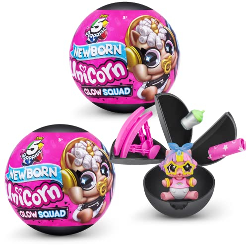 5 Surprise Unicorn Squad Series 6 Newborn Unicorn Glow Squad Mystery Collectible Capsule (2 Pack)