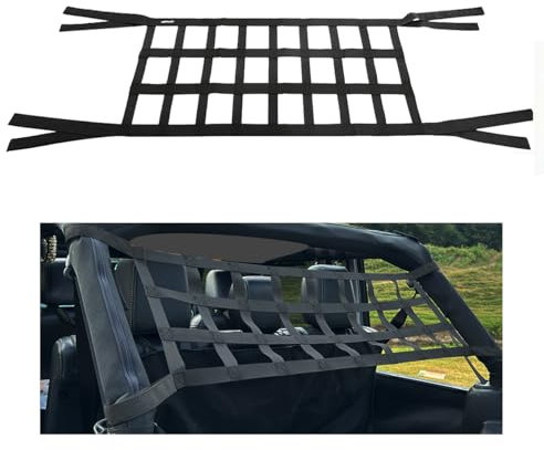 Cargo Net for Jeep,Rear Trunk Cargo Net,Roof Hammock Net for Jeep Wrangler YJ TJ JK JKU JL JLU,Cargo Restraint System(Black)