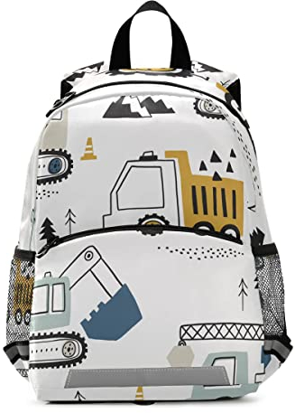ISAOA Kleinkind-Rucksack mit Zügeln für Jungen und Mädchen, LKW, Traktor, Bulldozer, Bagger, Tier, Kinderrucksack, Kindergarten, Reisetasche mit Brustclip, Multi 33, Einheitsgröße