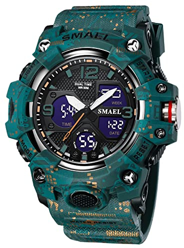 SMAEL 8008 Quarzuhr Sport Wasserdichte Uhr Camouflage Farbe Digitale Uhren, blau camouflage, Modern