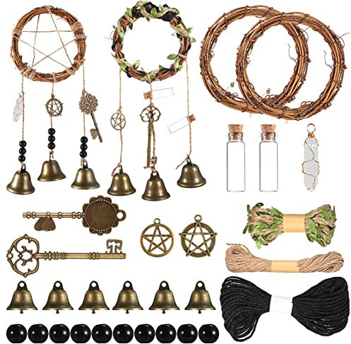 Charniol Witch Bells DIY Kit for Door Knob for Protection Witch Bell Witchy Decor Hanging Witchcraft Decorations Witches Wind Chimes