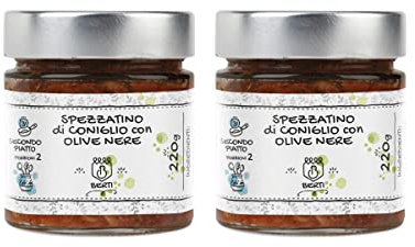 Berti Spezzatino di Coniglio con Olive Nere, 2 Vasetti da 220g pronti all'uso, Carne Coniglio 100% Italiana, Delicata, Altamente Digeribile, Ideale Secondo Piatto con Legumi, Riso e Cereali, Cremoso