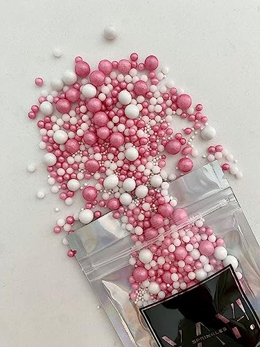 Edible Luxe Pearl White & Pink Cake Sprinkles Luxury Mix 45g Cupcake Cake Decoration White Sprinkles Cake Sprinkles Mix Pink Sprinkles Pearl Sprinkles