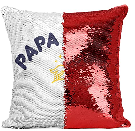 Kissen mit Paillettenbezug Rot Papa Wolf Family Tiere Wolf