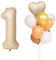 CHANGZHONG Luftballons 1 Folienballon Zahl 1 Geburtstag Karamell Hellbraun Folienballon Zahlenballon 1 mit 8 Latexballons und ein Herzballon Riesenzahl Party Hochzeit Kindergeburtstag Geburtstag