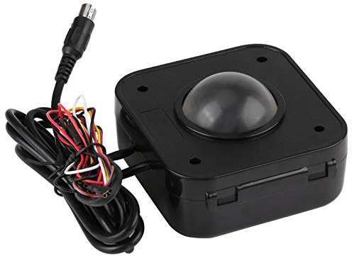 Yunxwd LED-Trackball-Maus, beleuchtet, 4,5 cm, rund, PS/2, reibungslos, Schwarz, für PC und Spielkonsole
