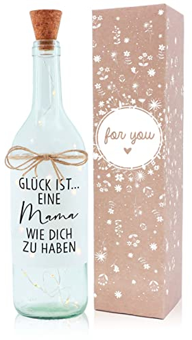 OWLBOOK® Geschenke für Mama zum Geburtstag | Mama Geburtstagsgeschenk für Mama | Mama Geschenk | Weihnachtsgeschenke für Mama | Flaschenlicht Glück ist eine Mama wie dich zu haben | Deko