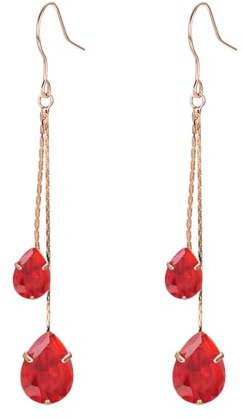 Ohrringe Frauen Anhänger Ohrhaken Rot Zirkon überzogen Rose Gold Kette Strap Ohrringe für einen Freund Hochzeit Schmuck