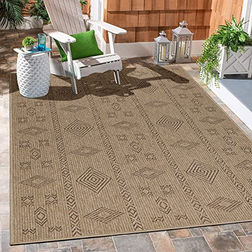 Carpetsale24 In & Outdoor Teppich 140x200 cm – Moderner Balkon Teppich in Natur Jute-Optik – Wetterfest, Flachgewebe & Pflegeleicht – Für drinnen & draußen