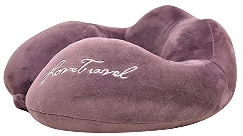 KAREN66 Reisekissen Nackenkissen Reise Memory Foam U-Förmiges Nackenhörnchen Erwachsene Kinder Nackenstützkissen für Flugzeug, Zug, Auto, Büro und Camping (Lila)