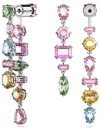 Swarovski Gema Drop-Ohrhänger, Mehrfarbige und Rhodinierte Hängeohrringe mit Strahlenden Swarovski Kristallen