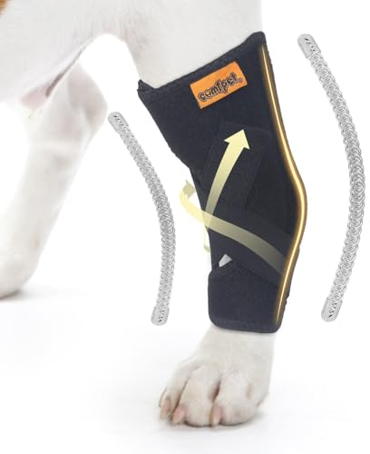 COMFPET Hundehalsbandage für hintere Sprunggelenk, Hund Bein Unterstützung Wrap mit Metall-Streifen, Hinterbein Wrap Protector, Hund Bein Joint Sleeve zu lecken, Hund Verstauchungen zu verhindern (L)