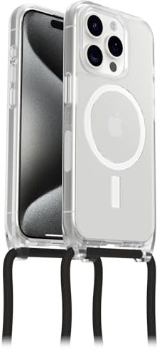 OtterBox React Necklace Hülle mit MagSafe für iPhone 15 Pro, schützende Hülle mit Verstellbarer und Abnehmbarer Handykette, Getestet nach Militärstandard, Transparent, Keine Einzelhandelsverpackung